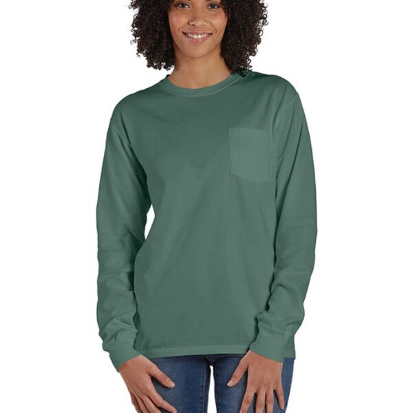 Unisex Garment-Dyed Long-Sleeve T-Shirt with Pocket Thumbnail